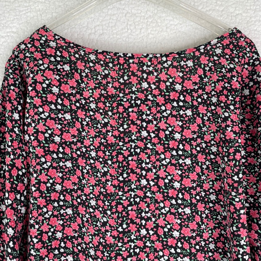 Agnes Orinda Womens Size 2X Pink Floral Blouse Long Sleeve Scoop Neck Top NEW - Picture 5 of 10